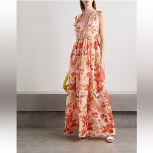 Zimmermann Floral Maxi Dress - Red and Orange